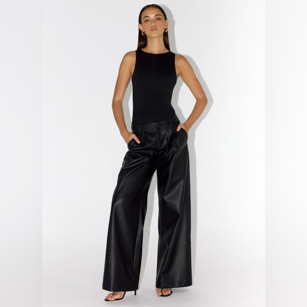 NWOT - Peppermayo Faux Leather Wide Leg Pants in Black - Size 2